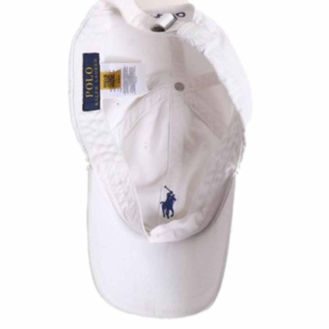 Ralph Lauren(ラルフローレン)のポロ ラルフローレン コットン ベースボール キャップ メンズ レディース フリーサイズ 古着 帽子 ポニー刺繍 ワンポイント ホワイト チノ メンズの帽子(キャップ)の商品写真