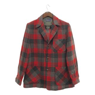 ペンドルトン(PENDLETON)の50年代 PENDLETON ペンドルトン ウール テーラードジャケット アメカジ ヴィンテージ チェック レッド (メンズ M) 中古 古着 Q0733(シャツ)