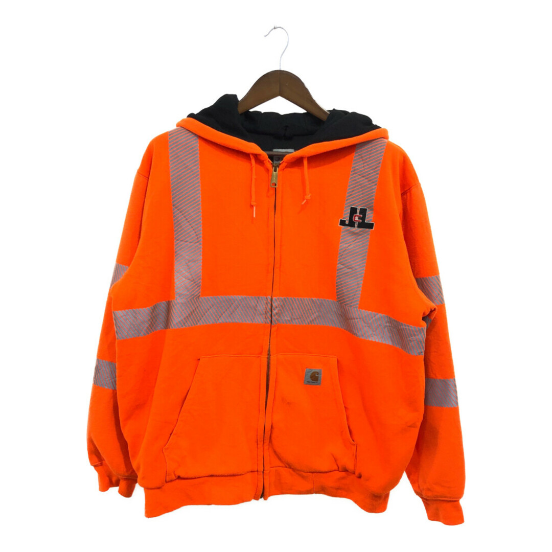 carhartt(カーハート)の【B品】 Carhartt カーハート ワンポイント フルジップ フーディー パーカー リフレクター ワーク オレンジ (メンズ L) 中古 古着 Q0758 メンズのトップス(パーカー)の商品写真