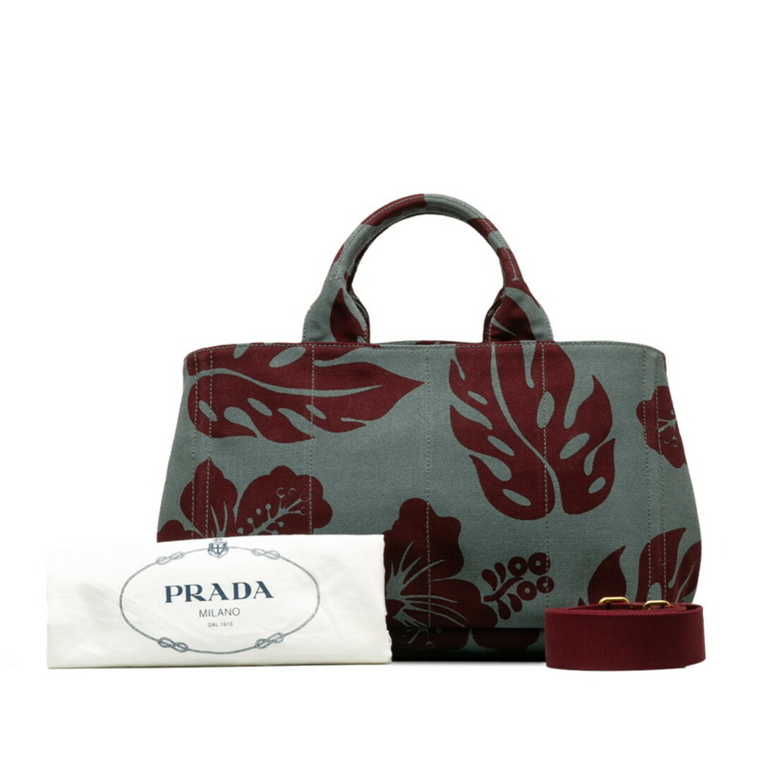 PRADA(プラダ)の美品 プラダ 三角ロゴプレート ハイビスカス カナパ M ハンドバッグ ショルダーバッグ 2WAY キャンバス レディース PRADA 【1-0141740】 レディースのバッグ(ハンドバッグ)の商品写真