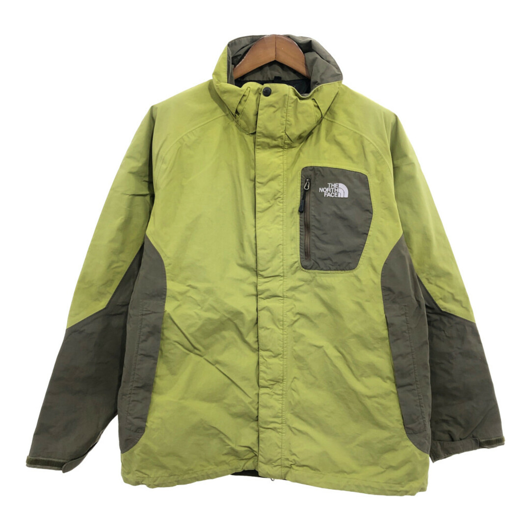 THE NORTH FACE(ザノースフェイス)の【B品】 THE NORTH FACE ノースフェイス HYVENT マウンテンジャケット アウトドア 防水 グリーン (メンズ XL) 中古 古着 Q0778 メンズのジャケット/アウター(マウンテンパーカー)の商品写真