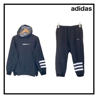 アディダス(adidas)のアディダス　デニムパーカー　パンツ　セットアップ　ブラック　スポーツ　カジュアル(パーカー)