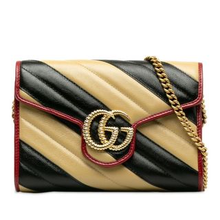 グッチ(Gucci)の美品 グッチ GGマーモント チェーン ショルダーバッグ ウォレットバッグ 573807 レザー レディース GUCCI 【214-42855】(ショルダーバッグ)