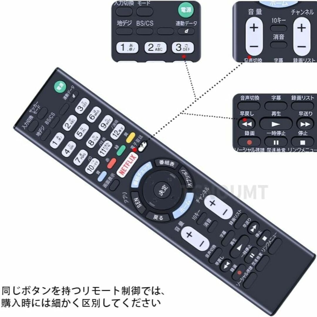 RMT-TX102J 交換用テレビリモコンソニーテレビ多機能ソニー交換用 スマホ/家電/カメラのテレビ/映像機器(その他)の商品写真