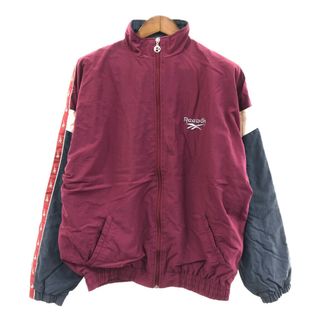 リーボック(Reebok)の90年代 Reebok リーボック ナイロン トラックジャケット スポーツ ワインレッド (メンズ XL) 中古 古着 Q1265(その他)