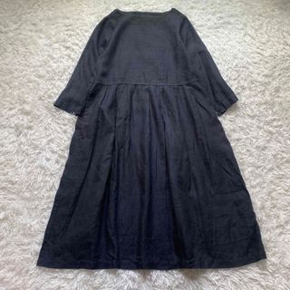 ネストローブ(nest Robe)の美品✨ネストローブ ロングワンピース 春服 タックワンピース 夏服 麻(ロングワンピース/マキシワンピース)