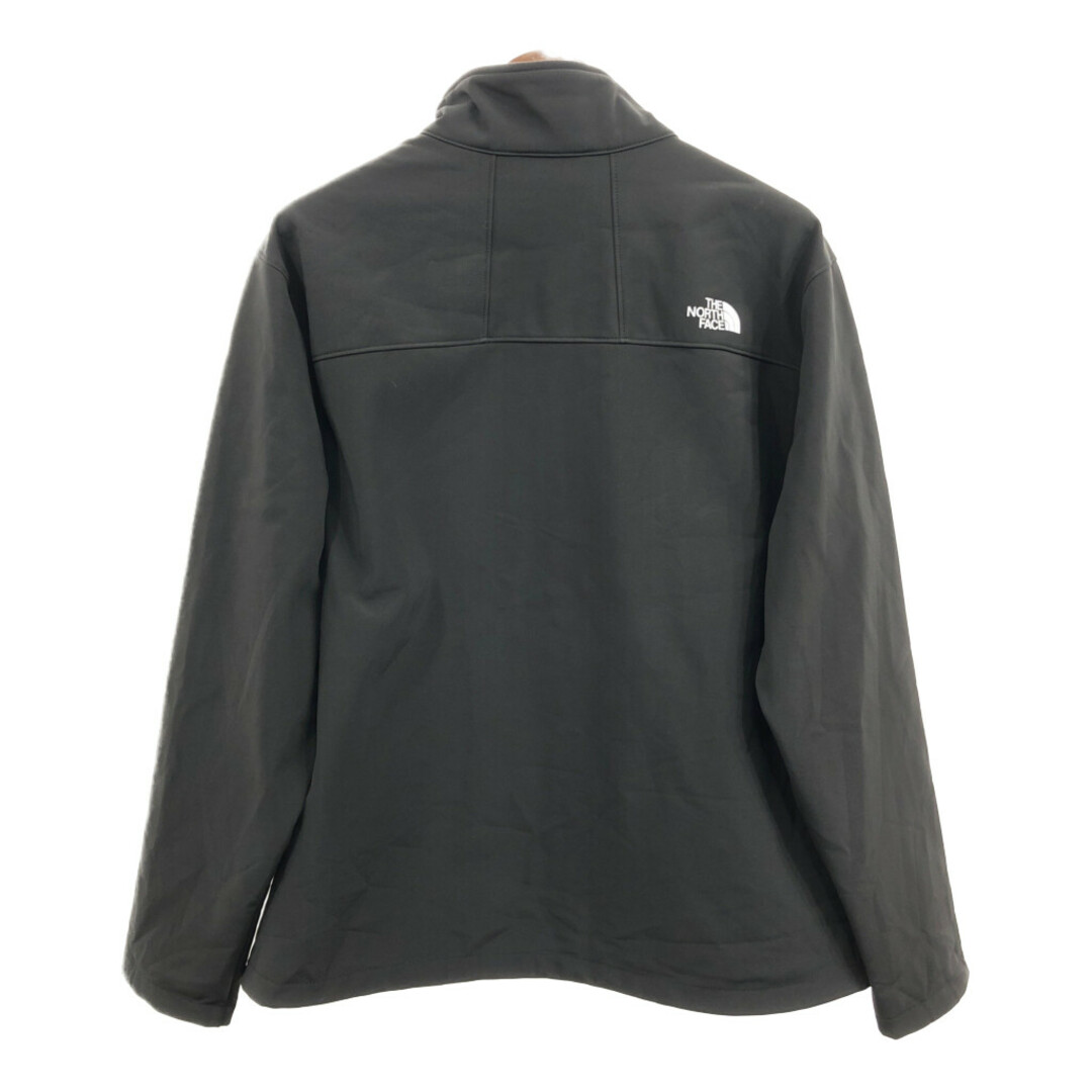 THE NORTH FACE(ザノースフェイス)のTHE NORTH FACE ノースフェイス 企業ロゴ ソフトシェルジャケット アウトドア ブラック (メンズ XL) 中古 古着 Q1282 メンズのジャケット/アウター(その他)の商品写真