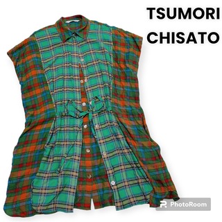 ツモリチサト(TSUMORI CHISATO)のTSUMORI CHISATO ツモリチサト チェックデザインシャツワンピース(ひざ丈ワンピース)