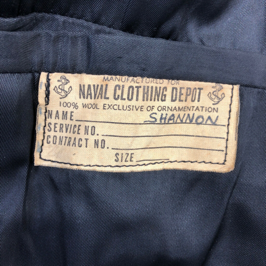 【B品】 40年代 米軍実物 U.S.NAVY ピーコート ヴィンテージ ミリタリー ネイビー (メンズ M相当) 中古 古着 Q1295 メンズのジャケット/アウター(トレンチコート)の商品写真