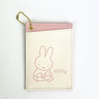 ミッフィー(miffy)のミッフィー miffy 両面パスケース （ミッフィーとお花柄 ） ピンク ICカード 定期入れ 日本製(パスケース/IDカードホルダー)