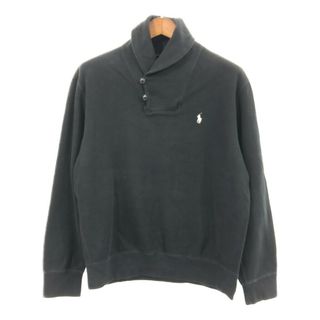 ポロラルフローレン(POLO RALPH LAUREN)のPolo by Ralph Lauren ポロ ラルフローレン ショールカラー コットン セーター ワンポイントロゴ ブラック (メンズ L) 中古 古着 Q1307(ニット/セーター)