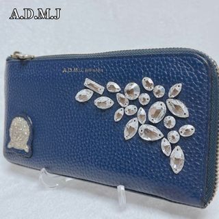 エーディーエムジェイ(A.D.M.J.)のA.D.M.J アクセソワドゥマドモワゼル L字 スワロ 長財布 ネイビー(財布)