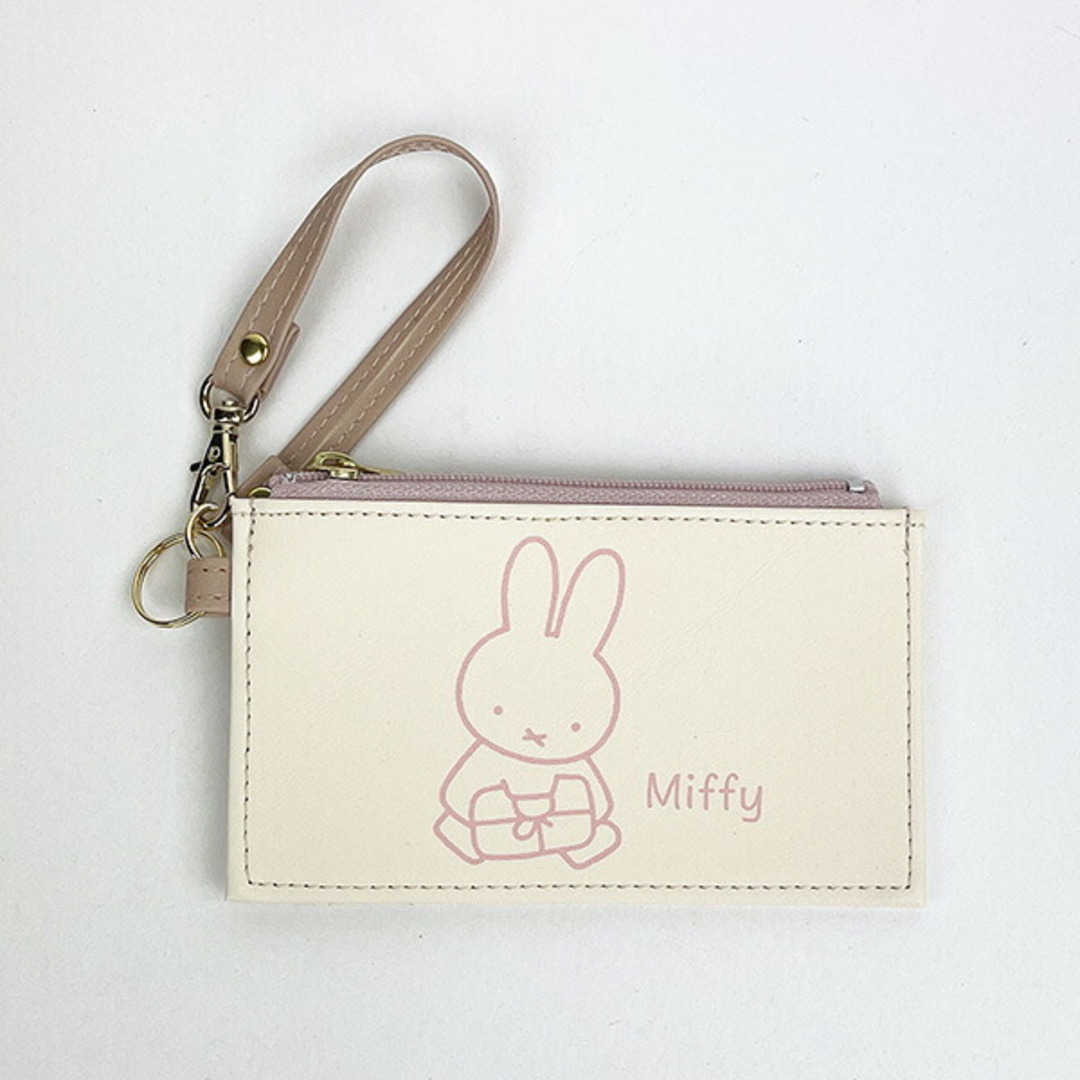 miffy(ミッフィー)のミッフィー miffy フラグメントケース （ミッフィーとお花柄 ） ピンク ICカード 定期入れ 日本製 レディースのファッション小物(パスケース/IDカードホルダー)の商品写真