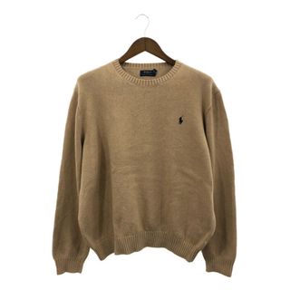 ポロラルフローレン(POLO RALPH LAUREN)のPolo by Ralph Lauren ポロ ラルフローレン クルーネック ニット セーター ワンポイントロゴ ベージュ (メンズ XL) 中古 古着 Q1316(ニット/セーター)