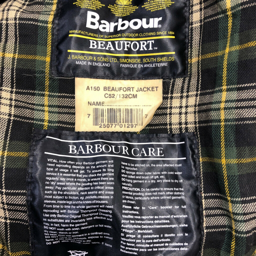 Barbour(バーブァー)の【B品】 2000年代～ イングランド製 Barbour バブアー BEAUFORT ビューフォート オイルド ジャケット (メンズ C52/132CM) 中古 古着 Q1321 メンズのジャケット/アウター(その他)の商品写真