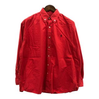 90年代 RALPH LAUREN ラルフローレン BLAIRE 長袖シャツ ワンポイントロゴ レッド (メンズ XL) 中古 古着 Q1350(シャツ)