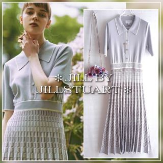 ジルバイジルスチュアート(JILL by JILLSTUART)の美品 JILL BY JILLSTUART ジャガードプリーツニットワンピース(ロングワンピース/マキシワンピース)