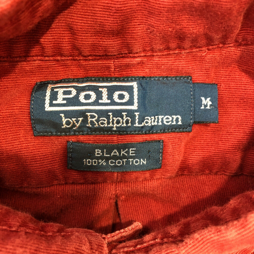 POLO RALPH LAUREN(ポロラルフローレン)の90年代 Polo by Ralph Lauren ポロ ラルフローレン BLAKE ボタンダウンシャツ ワンポイントロゴ ワインレッド (メンズ M) 中古 古着 Q1358 メンズのトップス(シャツ)の商品写真