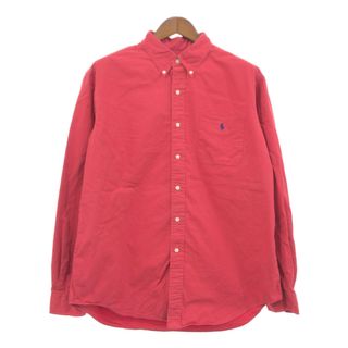 RALPH LAUREN ラルフローレン ボタンダウン 長袖シャツ ワンポイントロゴ レッド (メンズ XL) 中古 古着 Q1361(シャツ)