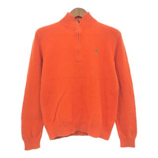 ポロラルフローレン(POLO RALPH LAUREN)のPolo by Ralph Lauren ポロ ラルフローレン ハーフジップ ドライバーズニット ワンポイントロゴ オレンジ (メンズ S) 中古 古着 Q1372(ニット/セーター)