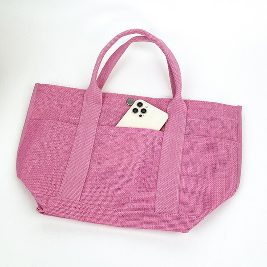 SNOOPY(スヌーピー)のスヌーピー ジュートイニシャルトートバッグ〈P〉 ピンク 天然素材 SNOOPY　 レディースのバッグ(トートバッグ)の商品写真