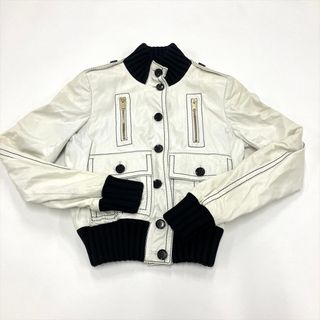 グッチ GUCCI ライダースジャケット レザー 155710 ホワイト 36 レディース【中古】