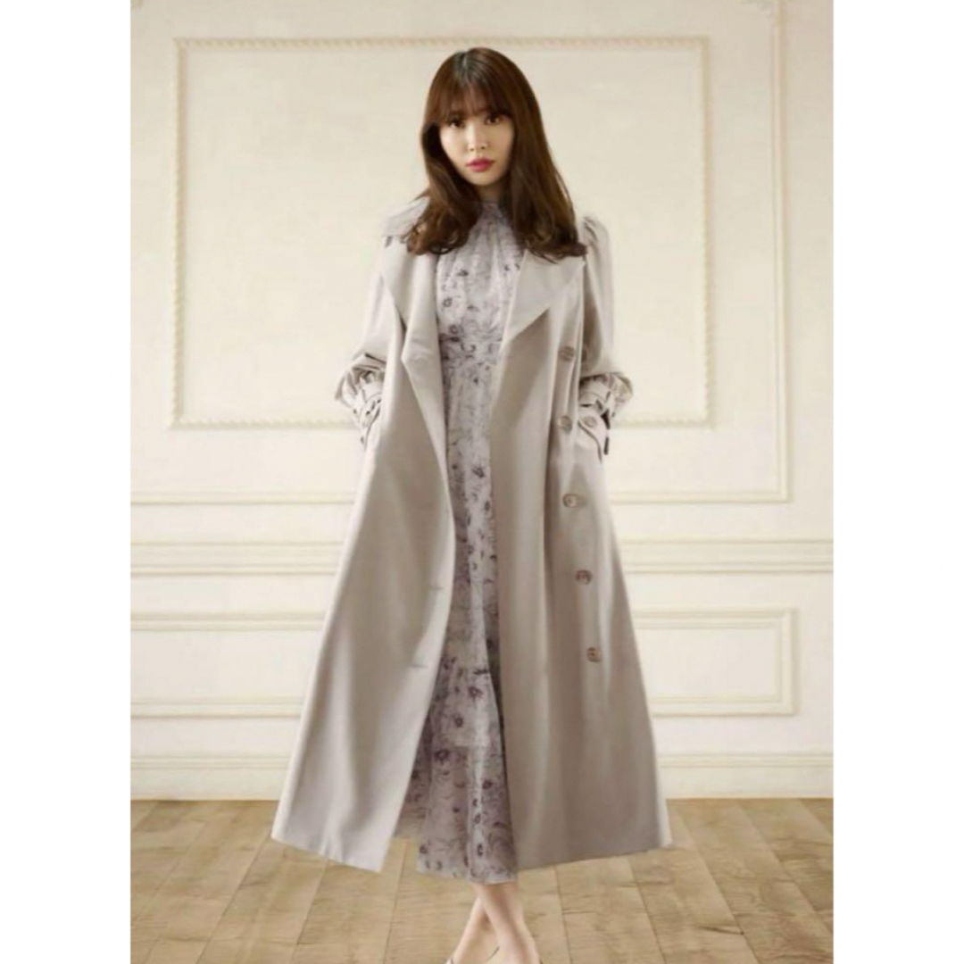 Her lip to(ハーリップトゥ)のherlipto belted dress trench coat taupe レディースのジャケット/アウター(トレンチコート)の商品写真