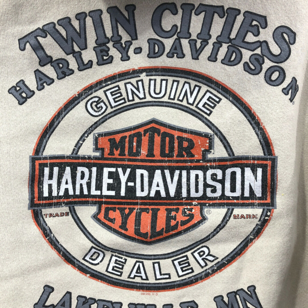 Harley Davidson(ハーレーダビッドソン)のUSA製 HARLEY DAVIDSON ハーレーダビッドソン ロゴ スウェット パーカー バイクウェア アイボリー (メンズ M) 中古 古着 Q1470 メンズのトップス(パーカー)の商品写真