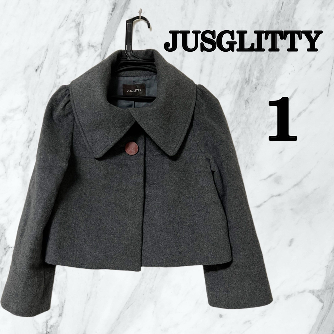 JUSGLITTY(ジャスグリッティー)の【美品】JUSGLITTY ジャスグリッティー　ノーカラーコート　ジャケット　S レディースのジャケット/アウター(ノーカラージャケット)の商品写真