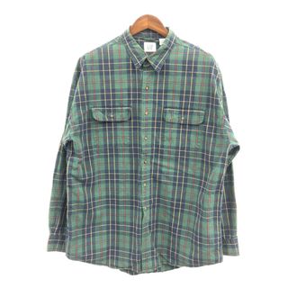 ギャップ(GAP)の90年代 GAP ギャップ 長袖シャツ オールドギャップ チェック グリーン (メンズ XL) 中古 古着 Q1483(シャツ)