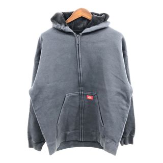 ディッキーズ(Dickies)のDickies ディッキーズ ワンポイントロゴ フルジップ フリースパーカー 大きいサイズ グレー (メンズ 2XL) 中古 古着 Q1490(パーカー)