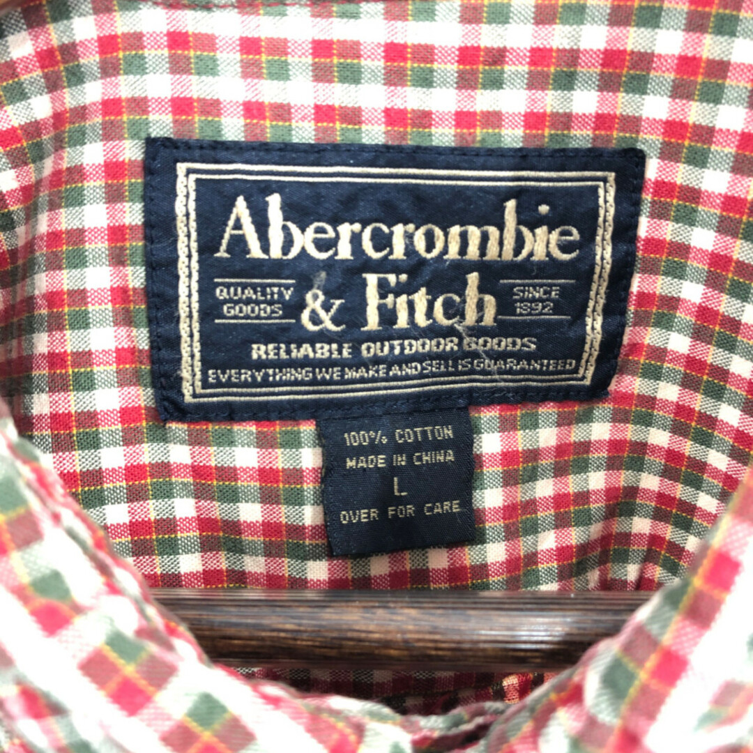 Abercrombie & Fitch アバクロンビーアンドフィッチ ボタンダウン 長袖シャツ タータンチェック レッド (メンズ L) 中古 古着 Q1496 メンズのトップス(シャツ)の商品写真