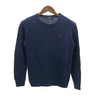 ポロラルフローレン(POLO RALPH LAUREN)のPolo by Ralph Lauren ポロ ラルフローレン ワンポイントロゴ コットン ニット セーター ネイビー (レディース L) 中古 古着 Q1513(ニット/セーター)