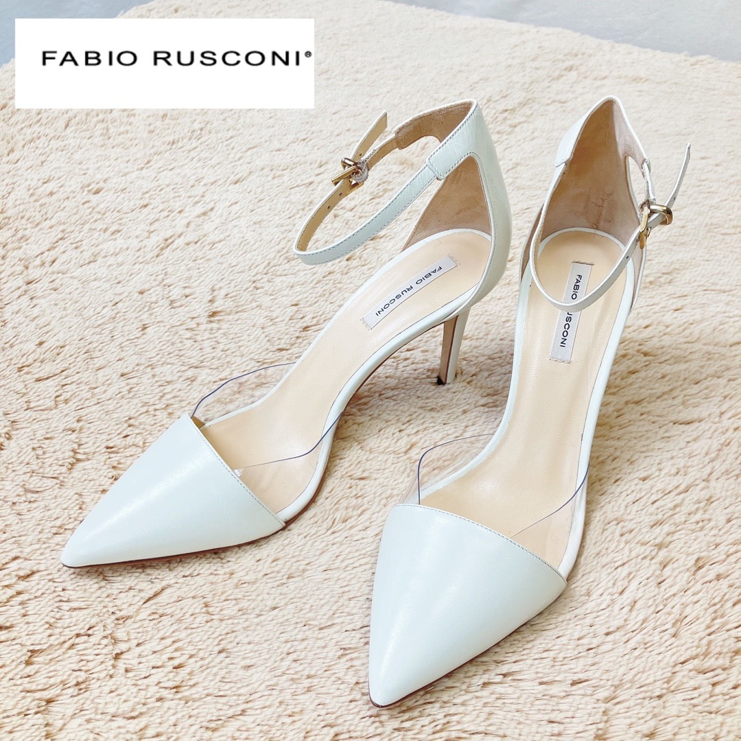 FABIO RUSCONI(ファビオルスコーニ)の[未使用品] ファビオルスコーニ サンダル 38.5 パンプス レザー ホワイト レディースの靴/シューズ(ハイヒール/パンプス)の商品写真