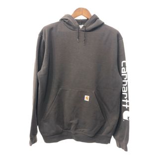 カーハート(carhartt)のCarhartt カーハート ワンポイントロゴ パーカー ワーク ブラウン (メンズ L) 中古 古着 Q1542(パーカー)