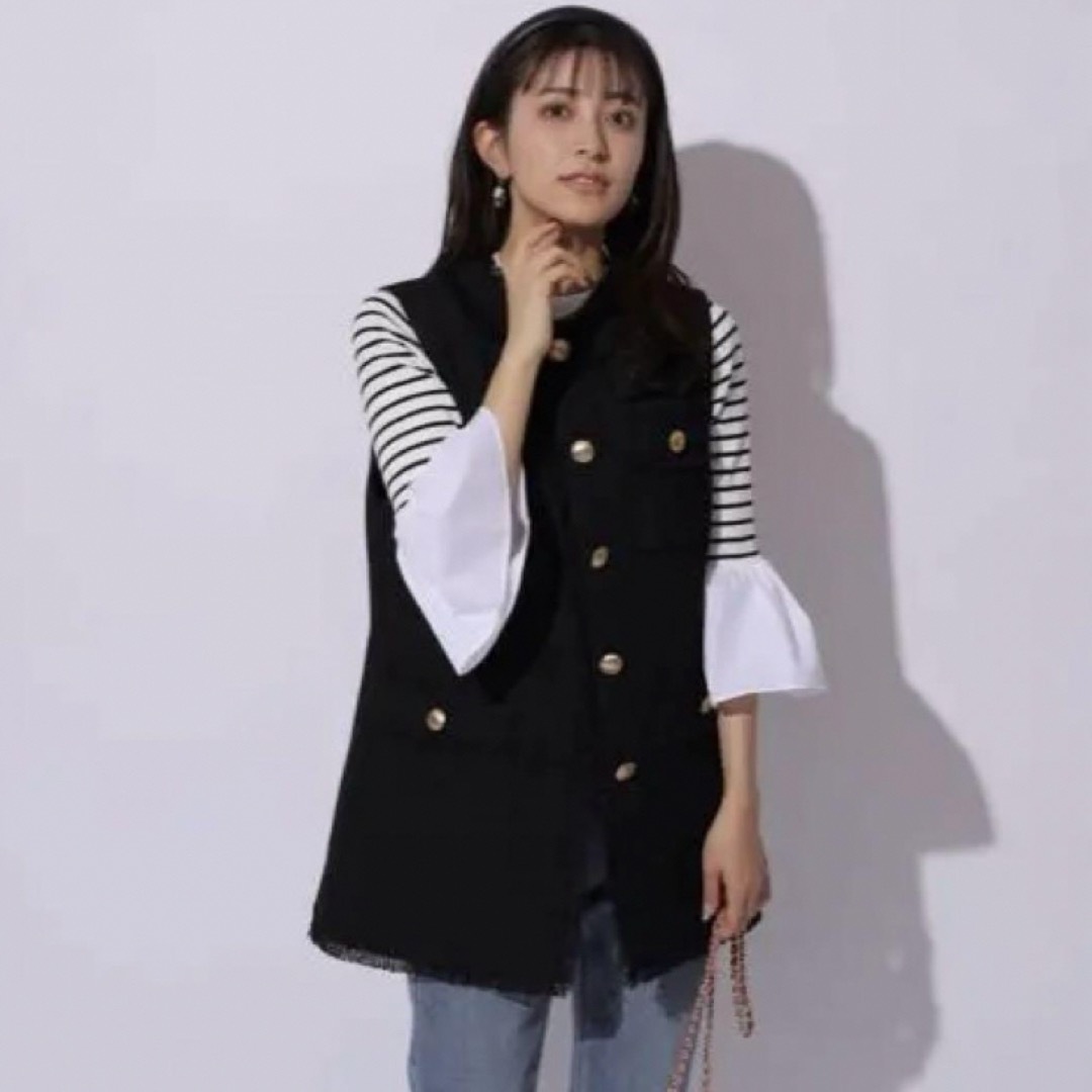 【新品】Rirandture ツイードジレ 黒 【新品】Rirandture ツイードジレ 黒