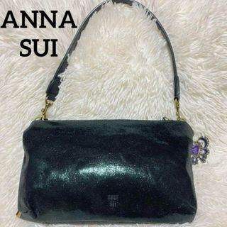 アナスイ(ANNA SUI)の極美品　アナスイ　バタフライ　チャーム付き　メタリック×レオパード　バンドバック(ハンドバッグ)