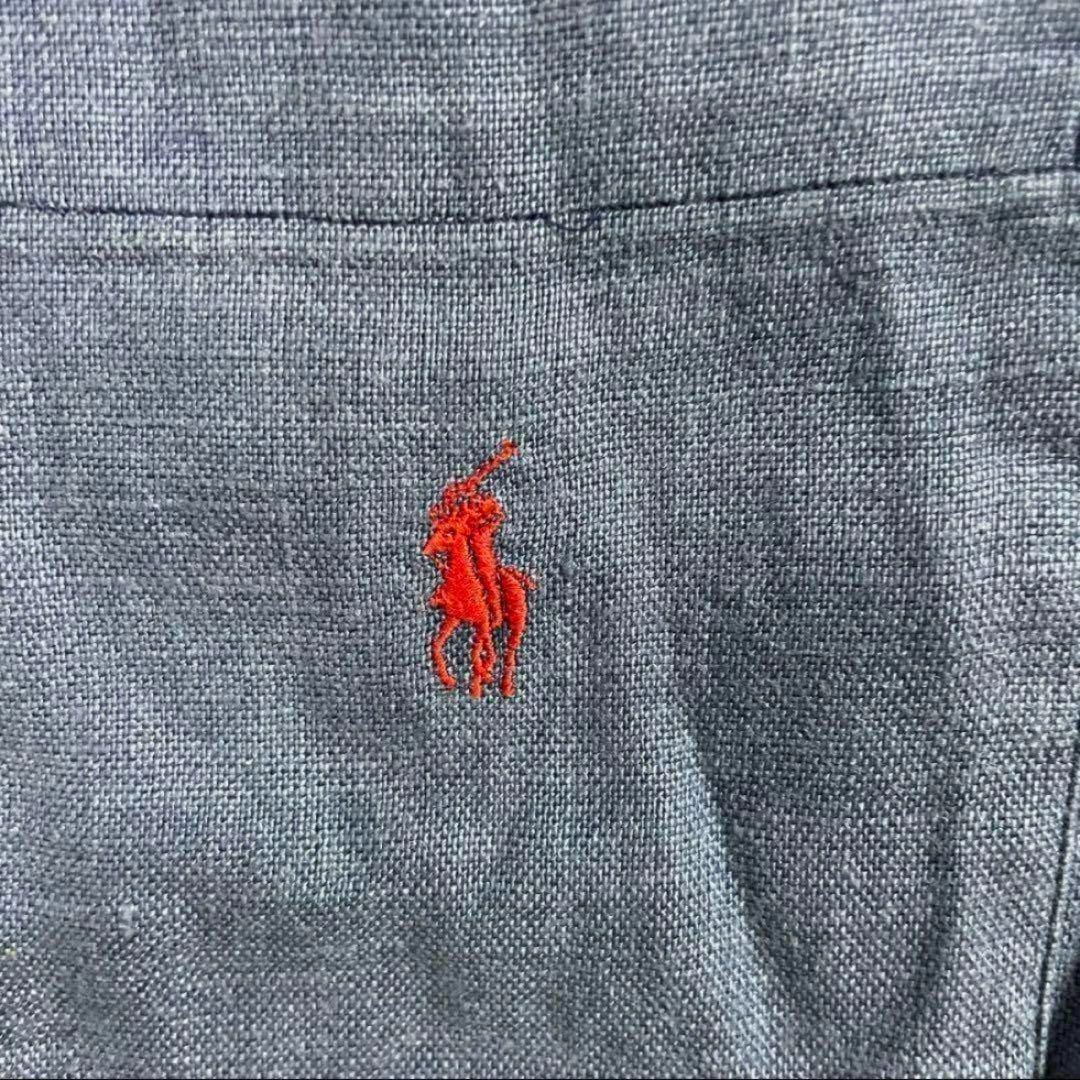 POLO RALPH LAUREN(ポロラルフローレン)の【希少】ラルフローレン オープンカラーシャツ リネンシャツ ポニー ヴィンテージ レディースのトップス(シャツ/ブラウス(半袖/袖なし))の商品写真