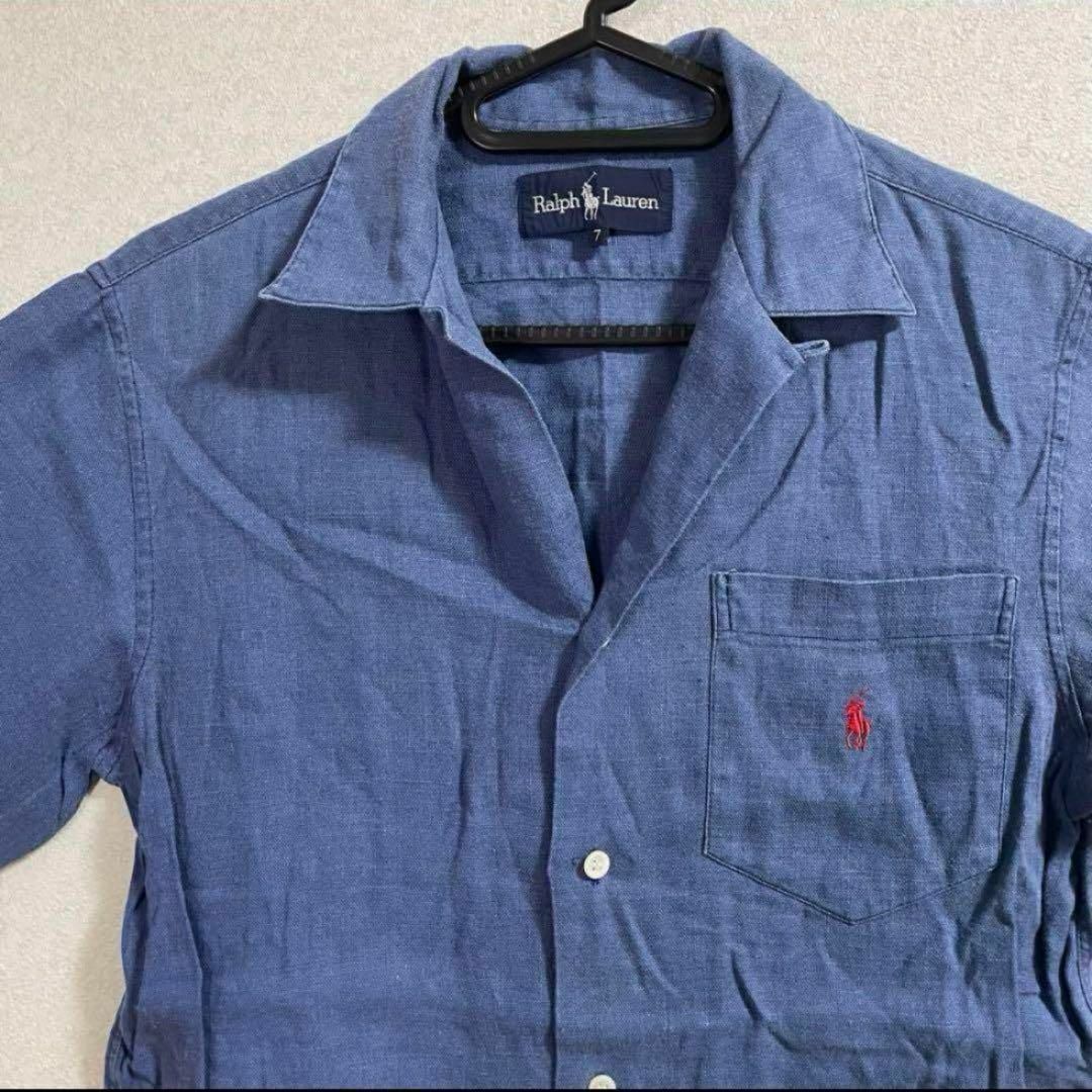 POLO RALPH LAUREN(ポロラルフローレン)の【希少】ラルフローレン オープンカラーシャツ リネンシャツ ポニー ヴィンテージ レディースのトップス(シャツ/ブラウス(半袖/袖なし))の商品写真