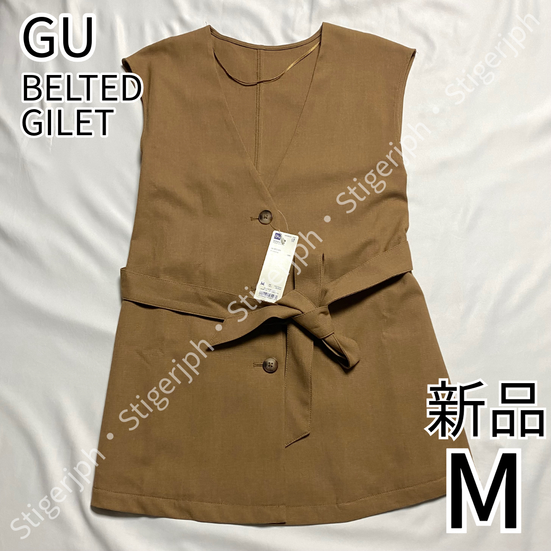 GU(ジーユー)のジーユー　ベルテッドジレ　ブラウン　Mサイズ レディースのトップス(ベスト/ジレ)の商品写真