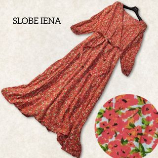 スローブイエナ(SLOBE IENA)のスローブイエナ ✿ 花柄 カシュクール ロングワンピース レッド 総柄 フラワー(ロングワンピース/マキシワンピース)