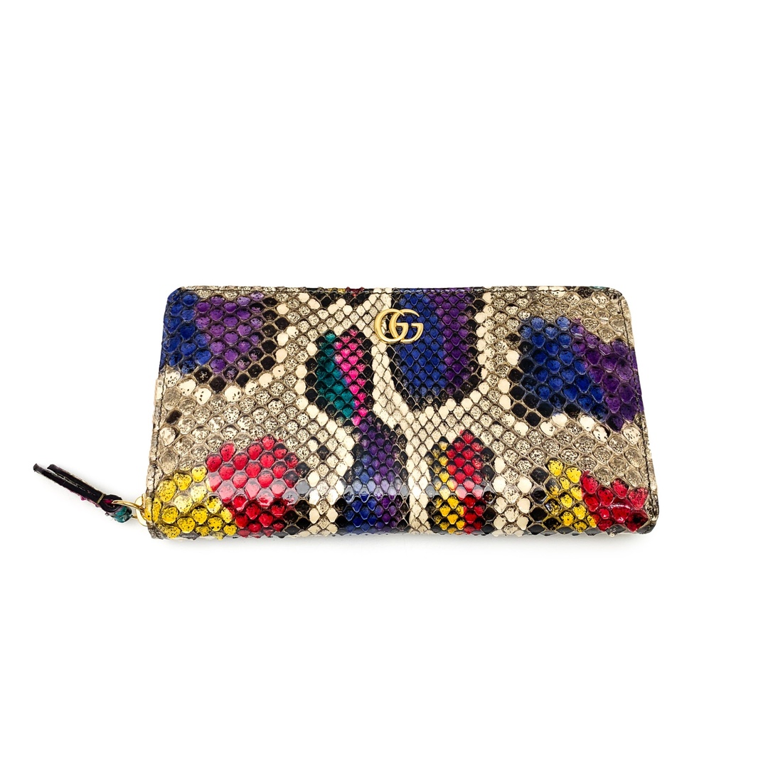 GUCCI - GUCCI グッチ カラフル GGマーモント パイソン 蛇革 GUCCI - GUCCI グッチ カラフル GGマーモント パイソン 蛇革