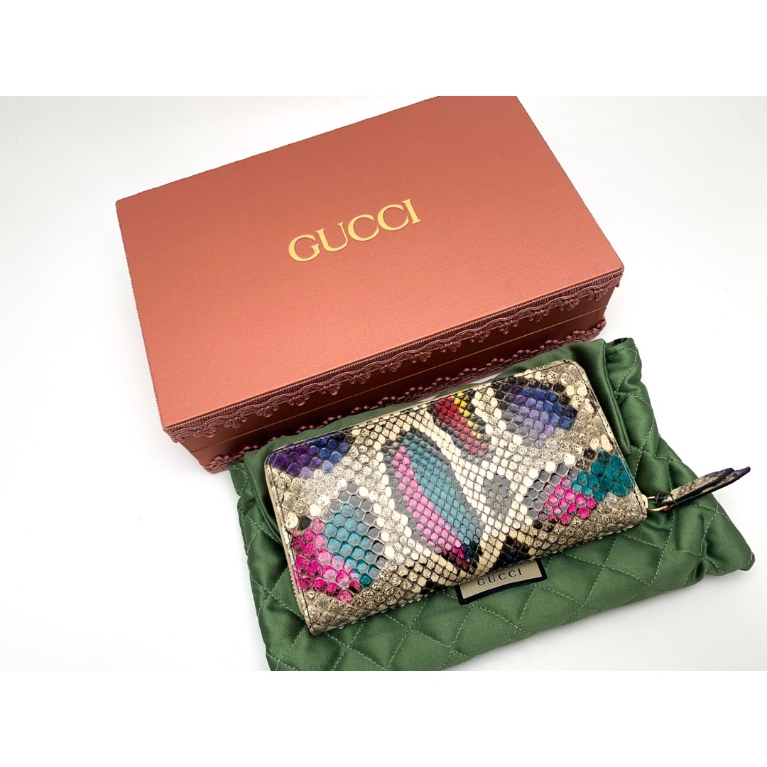 GUCCI - GUCCI グッチ カラフル GGマーモント パイソン 蛇革 GUCCI - GUCCI グッチ カラフル GGマーモント パイソン 蛇革