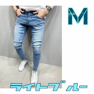 『数量限定』スキニー デニム パンツ  ライトブルー  M メンズ 韓国 男子(デニム/ジーンズ)