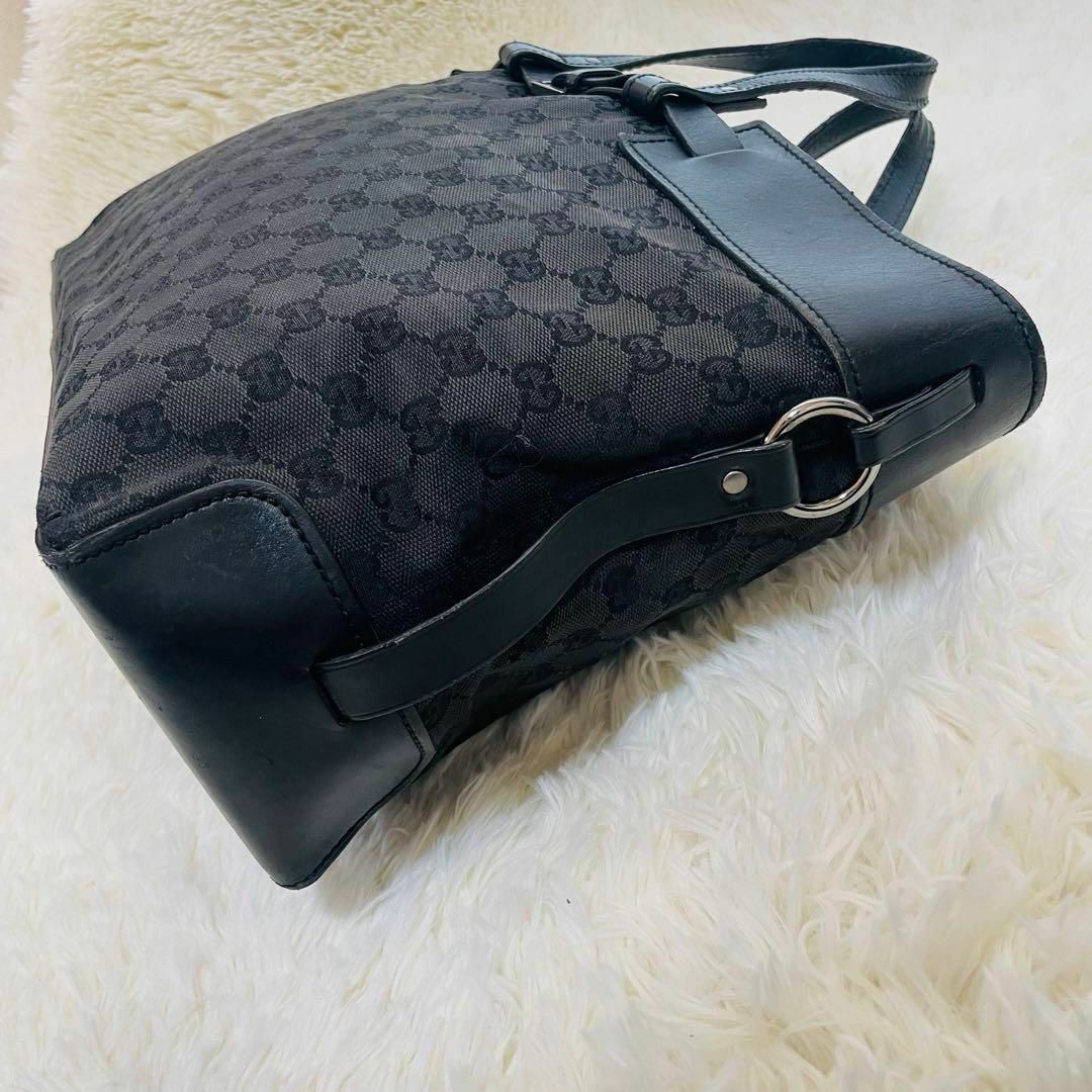 Gucci(グッチ)の美品＊GUCCI ハンド トートバッグ GG A4 キャンバス レザー ブラック レディースのバッグ(トートバッグ)の商品写真