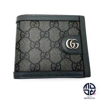 GUCCI グッチ 597609 グレー系 オフディア GGスプリーム 二つ折り サイフ 財布 コインウォレット ブランド