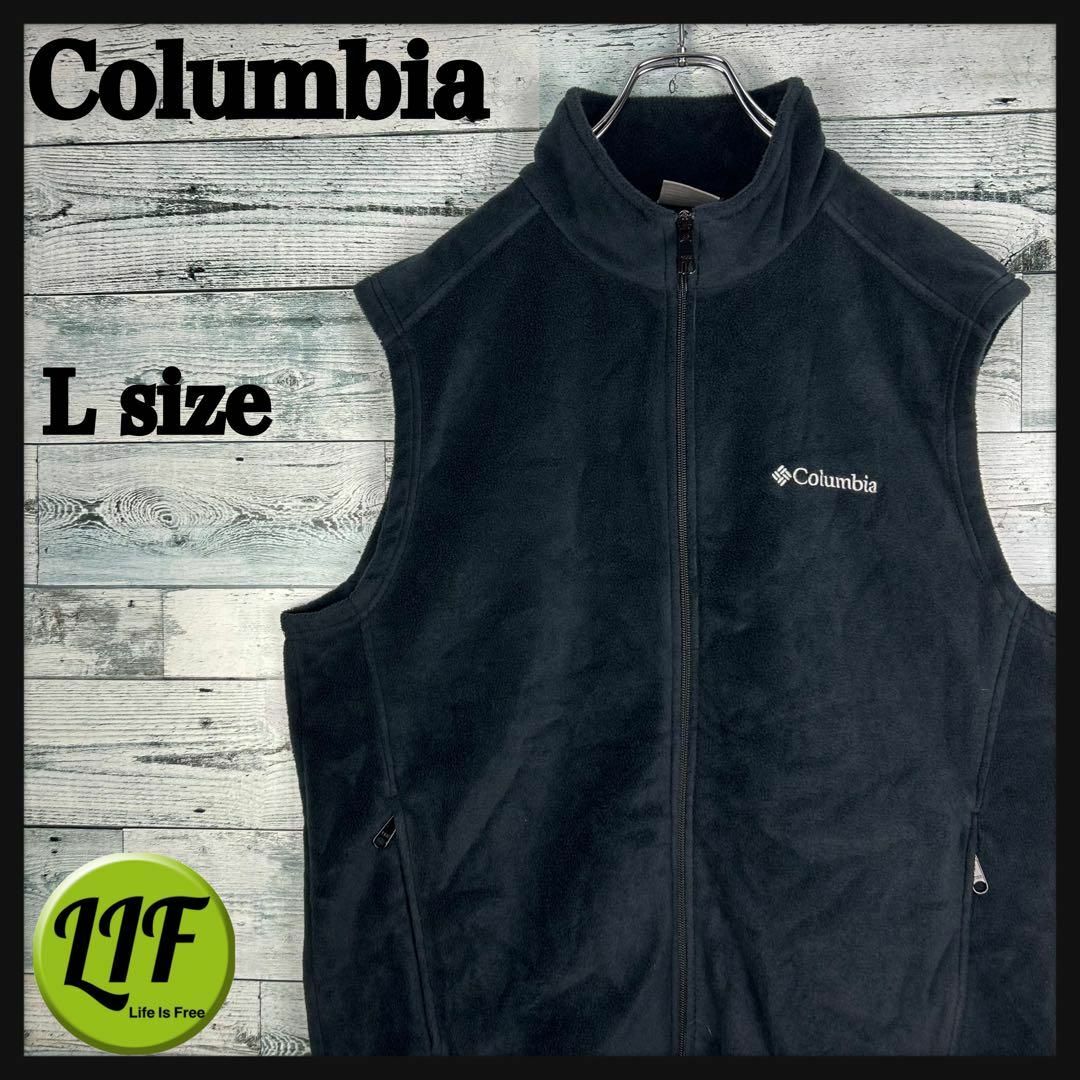 Columbia(コロンビア)のコロンビア 刺繍ロゴ フリースベスト 美品 ブラック L メンズのトップス(ベスト)の商品写真