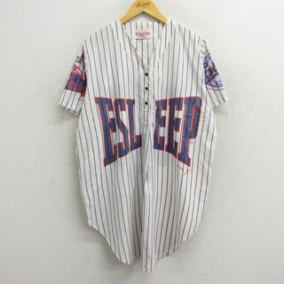リー(Lee)の古着 半袖 ベースボール シャツ レディース 80年代 80s ESLEEP 野球 大きいサイズ 白他 ホワイト ストライプ 23aug02 中古 ブラウス トップス(ポロシャツ)