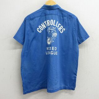 古着 ヒルトン 半袖 ボウリング シャツ レディース 80年代 80s 天使 CONTROLLERS USA製 青 ブルー 23aug02 中古 ブラウス トップス(ポロシャツ)
