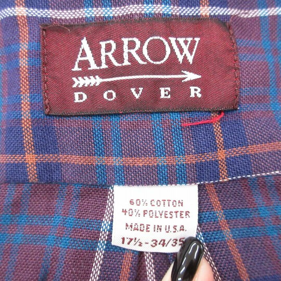 ARROW(アロー)のXL★古着 アロー 長袖 シャツ メンズ 90年代 90s ボタンダウン USA製 紺他 ネイビー チェック 23aug02 中古 トップス メンズのトップス(シャツ)の商品写真